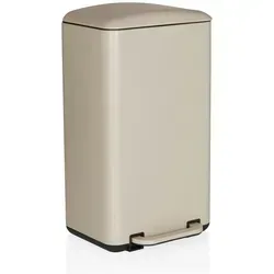 hjh OFFICE CLEAN BEVA Mülleimer 30 Liter - Haushaltszubehör mit Softclose-Funktion, eleganter Metall-Oberfläche und praktischem Fußpedal für müheloses Öffnen – ideal für Küche und Büro!