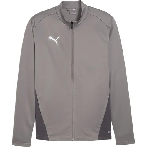 Puma Teamgoal Polyesterjacke Herren - Grau - Sportjacken aus hochwertigem, recyceltem Polyester mit geschlossenen Maschen-Seitenpaneelen für optimale Atmungsaktivität und Tragekomfort. Ideal für aktive Männer, die Stil und Funktionalität schätzen.