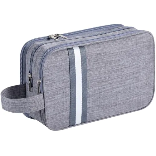 Kulturbeutel für Männer und Frauen, Kulturbeutel, Reisezubehör, Make-up-Tasche, Kosmetiktasche, Organizer, grau, Einfach