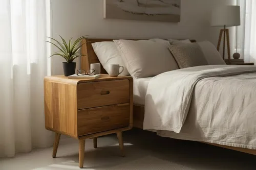 FaHome Nachttisch Holz – Stilvoller Beistelltisch mit zwei Schubladen - Nachttisch aus massivem Teakholz, elegant und funktional mit zwei großzügigen Schubladen für optimalen Stauraum – perfekt für Schlafzimmer oder Wohnzimmer.