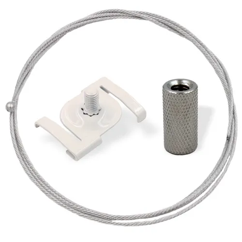 Abhängeset mit Deckenclip weiß ohne Drahtseilhalter / Gripper, Ø1,5mm, L= 1500mm