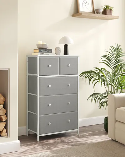 SONGMICS Kommode mit 5 Stoffschubladen in grau von SONGMICS