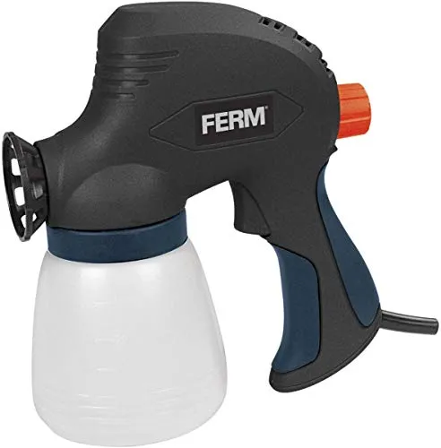 FERM SGM1012 Elektrische Farbspritzpistole 110W - Farbsprühsysteme, ideal für Farben, Lacke und Beizen. Mit flexibler Verlängerung und regelbarer Fördermenge für optimale Ergebnisse. 3 Meter langes Kabel für einfache Handhabung.
