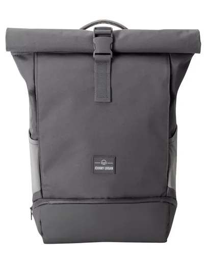 Johnny Urban Rucksack Allen Medium Grau - Rolltop mit Laptopfach - Nachhaltiger Tagesrucksack aus recycelten PET-Flaschen, wasserabweisend und mit optimaler Raumaufteilung für Uni und Business. Hoher Tragekomfort dank atmungsaktivem Mesh-Material.