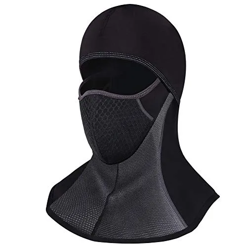 ROTTO Sturmhaube Skimaske Balaclava Sturmmaske für Motorrad Winter Motorradmaske Fleece Wasserdicht Winddicht Thermal Universalgröße (Schwarz-B(kein Reißverschluss))