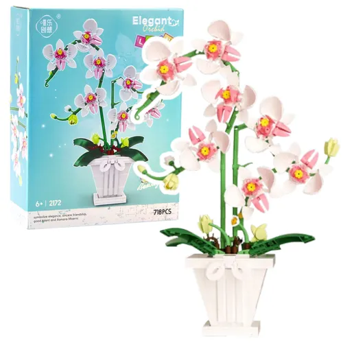 Orchideen-Bausteine Orchidee im Topf Rosa und Weiß 718 Stk.