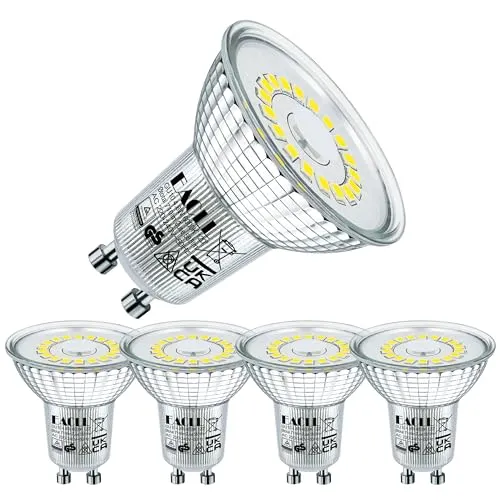 EACLL GU10 LED Kaltweiss 4.8W Ersetzt 75W Halogen Leuchtmittel, 4er-Pack, 585 Lumen 6000K Birnen, AC 230V Flimmerfrei Strahler, Abstrahlwinkel 120 Grad Spot, Nicht Dimmbar Reflektorlampe