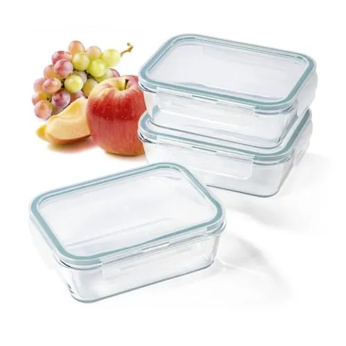 GOURMETmaxx Glas-Frischhaltedosen Klick-it - 900 ml - Vorratsdosen aus robustem Borosilikatglas mit 4-fach Klick-Verschluss für luftdichte und auslaufsichere Aufbewahrung – perfekt für Meal Prep und transparente Übersicht!