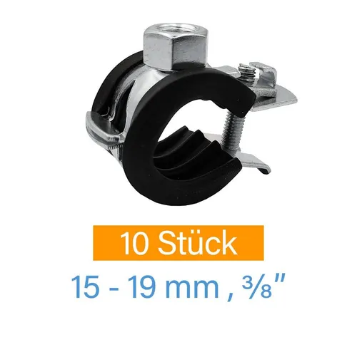 Symbionet - 10x Stahl Rohrschellen 15 16 17 18 19 Rohrschelle Rohrhalter Rohrbefestigung