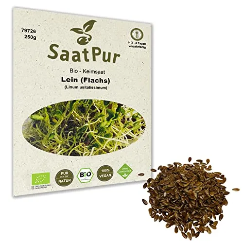 BIO Keimsprossen Lein Sprossen Superfoods Keimsaat Leinsamen Sprossenanzucht 250 g