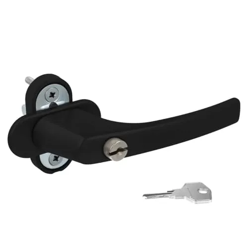 Alu Fenstergriff in Schwarz RAL 9005 abschließbar - Stiftlänge 35mm