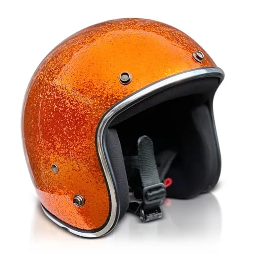 ALPHA SPEEDS – Offener ¾ Jet Helm aus Fiberglas in Flake Orange (M) - Leichter ¾ Jethelm mit Fiberglas-Konstruktion für optimalen Tragekomfort bei langen Fahrten. Mit herausnehmbarem Innenfutter und verstellbarem Kinnriemen für eine individuelle Passform.