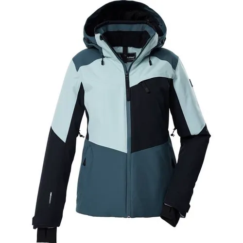 killtec KSW 39 WMN Ski Jacket hellpetrol (00744) 38 - Funktionsjacke für Damen, wasserdicht mit 10.000 mm Wassersäule, hoch atmungsaktiv und umweltfreundlich durch recyceltes Material. Ideal für Skifahrerinnen, mit verstellbarer Kapuze und praktischen Details.