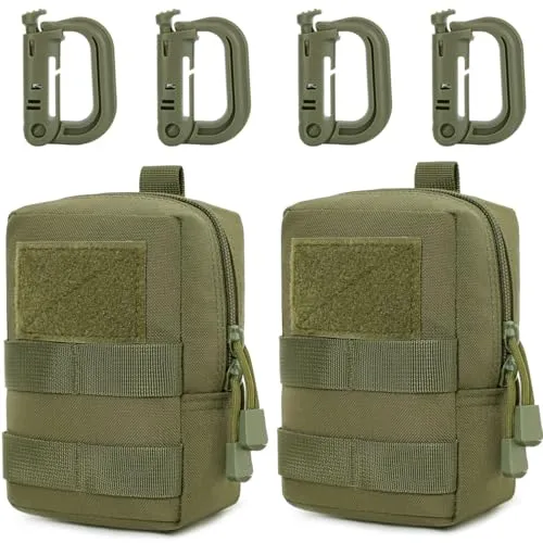 MUCHER 2 Pack Molle Tasche Taktische Hüfttaschen EDC Utility Bauchtasche Hüfttasche mit 4 Haken Rucksack-Zusatztaschen für Outdoor Wandern Jagdcamping Training