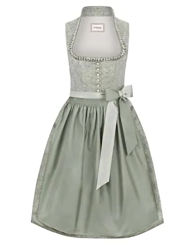 Stockerpoint Damen Dirndl Amaya I Größe 32-48 I Stilvolles Trachtenkleid mit Schürze - ELEGANTES TRAKTENKLEID - Das Damen Dirndl Amaya vereint traditionelle bayerische Handwerkskunst mit modernen Akzenten und ist perfekt für festliche Anlässe. KOMFORTABEL & PFLEGELEICHT - Hergestellt aus 100 % Jacquard-Polyester bietet es hohen Tragekomfort und Formbeständigkeit.
