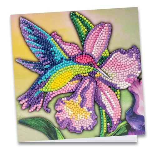 Ideen mit Herz Diamond-Painting-Grußkarte | 16 cm x 16 cm | 370 g/m² | Inkl. Umschlag & Werkzeug (Kolibri 2)