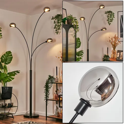 Hofstein Stehlampe Schwarz/Chrom mit Marmorfuß