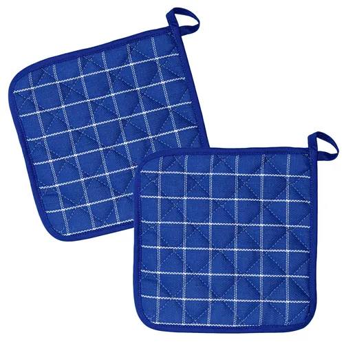 KRACHT 2er Set Topflappen wattiert Baumwolle Trockenperle ca.22x22 cm blau NEU