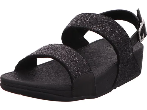 Fitflop Damen Lulu Keilsandale Schwarz Glitter, 41 EU - Wanderschuhe mit rutschfestem Gummi und druckverteilender Microwobbleboard-Zwischensohle für unschlagbaren ganztägigen Komfort.