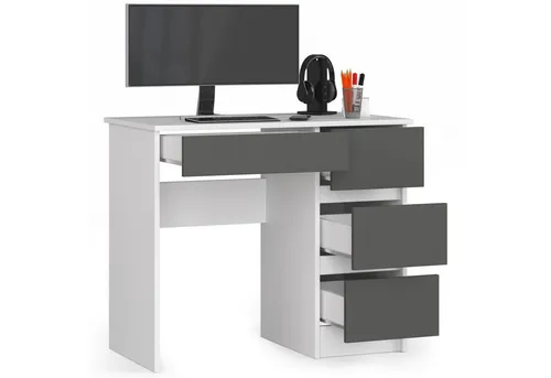 Raumhirsch Furniture Schreibtisch Weiß/Grau, 90x77x50 cm, kompakt und stilvoll