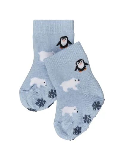 FALKE Unisex baby Stoppersocken Winter Animals B Hp Baumwolle rutschhemmende Noppen 1 Paar, Blau Crystal Blue 6290, 62-68