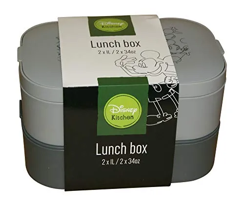 Disney Kitchen Lunchbox Brotdose 2 x 1 l - Lebensmittelaufbewahrung: Praktische 2 x 1 l Brotdose mit Disney-Design, perfekt für die Schule oder Ausflüge!