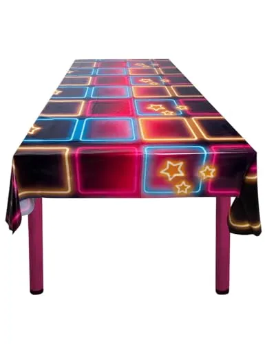 Boland 00763 - Tischdecke Disco, Größe 130 x 180 cm, Disco Fever, 70er Jahre, Tischtuch, Dekoration, Partygeschirr, Partyzubehör, Geburtstag, Birthday, Party, Mottoparty, Karneval