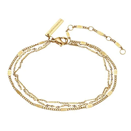 Liebeskind LJ-0634-B-22 Armband - Armband für Damen in Layering Optik, aus hochwertigem Edelstahl mit IP Gold Finish, verstellbar von 17-22 cm. Perfekt als Geschenk für jeden Anlass!