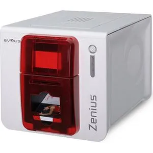 Evolis Kartendrucker Zenius Classic, rot - Hochwertiger einseitiger Druck - Plastikkartendrucker mit randlosem, wasserfestem Druck in 300 dpi. Ideal für individuelle Karten wie Ausweise oder Kundenkarten, inkl. Design-Software und schneller Druckgeschwindigkeit.