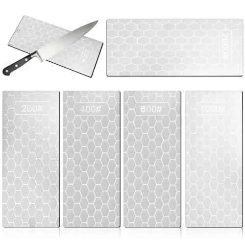 VGECEE Diamant Schleifstein 200/400/600/1000/2000 5 Stück Diamant Messerschärfer Schärfstein Platte Diamantplatten Kochmesser Schleifen für Küchengeräte und den Außeneinsatz