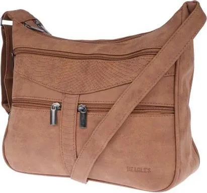 Christian Wippermann Damen Umhängetasche Cognac - Stilvolle Schultertasche - Elegante Damen Umhängetasche in Lederoptik, mit drei praktischen Reißverschlussfächern und verstellbarem Schulterriemen. Ideal für den täglichen Gebrauch, bietet sie ausreichend Platz für Essentials.
