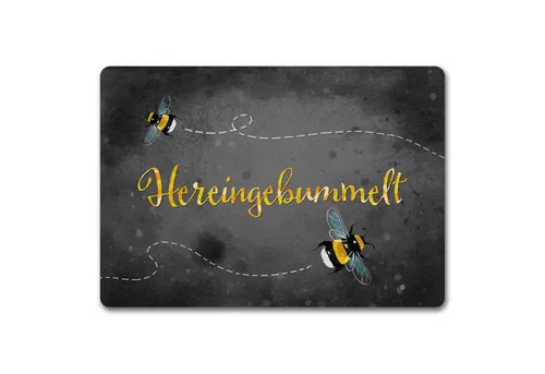 speecheese Fußmatte Hereingebummelt Hummel Fußmatte in 35x50 cm ohne Rand in grau