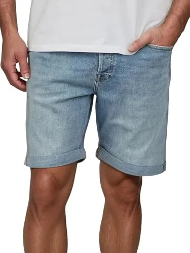 Jack & Jones Jeans Shorts Herren JJIRICK Regular Fit Blau - Herren-Shorts mit elastischem Material für hohen Tragekomfort, perfekte Passform durch normalen Bund und breite Gürtelschlaufen. Ideal für lässige Sommeroutfits.