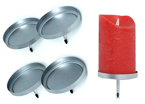 CBK-MS 4 Kerzenhalter Silber ohne Dorn für LED Kerzen bis Ø 7 cm Kerzenpick für Adventskranz oder Blumengesteck