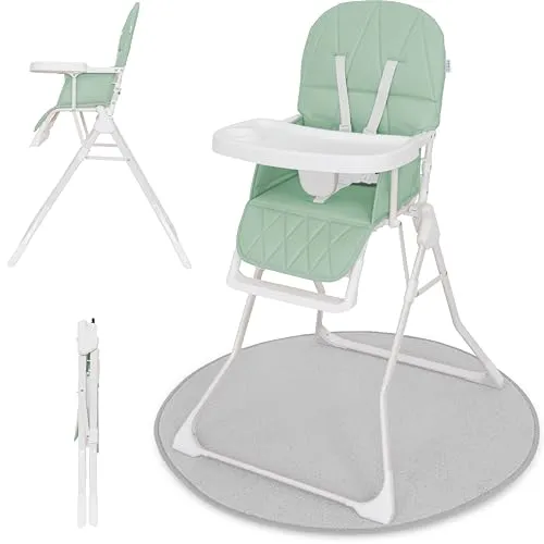 ib style Hochstuhl Baby Leno - Kinderstuhl, Leicht (4kg) und Kompakt, Für Babys, die eingenständig sitzen können bis zu 3 Jahre (15kg), 5-Punkt-Gurt, mit Tisch und Fußstütze, Verstellbar, Mint
