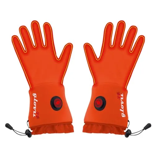 Glovii GLR Akku Beheizte Thermoaktive Universal Handschuhe, Größen XXS-XL, Orange, Akkus Enthalten (L-XL)