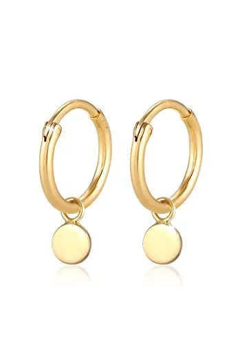 Elli Paar Creolen 925er Silber goldfarben - Ohrringe aus 925er Sterlingsilber, vergoldet und poliert, ideal als Geschenk in schöner Verpackung.