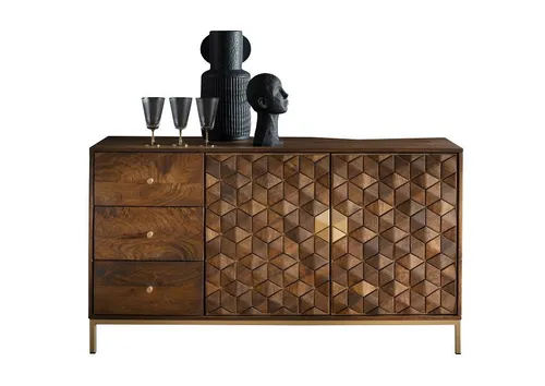 Sideboard Kommode 140x77cm aus Massivholz Mango & Metall