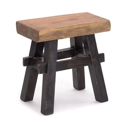 DESIGN DELIGHTS RUSTIKALER Holz HOCKER Vintage 40