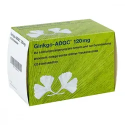 Ginkgo ADGC 120 mg Filmtabletten 120 St - rezeptfreies pflanzliches Ergänzungsmittel, unterstützt die Gedächtnisleistung und Konzentration