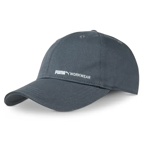 PUMA Workwear Cap Herren - Unisex Baseballkappe - Mütze Kappe Damen und Männer mit Schirm aus 100% Baumwolle - Verstellbar - Ideal für Arbeit Outdoor und Freizeit - Baseball Cap mit Logo - Stahlgrau