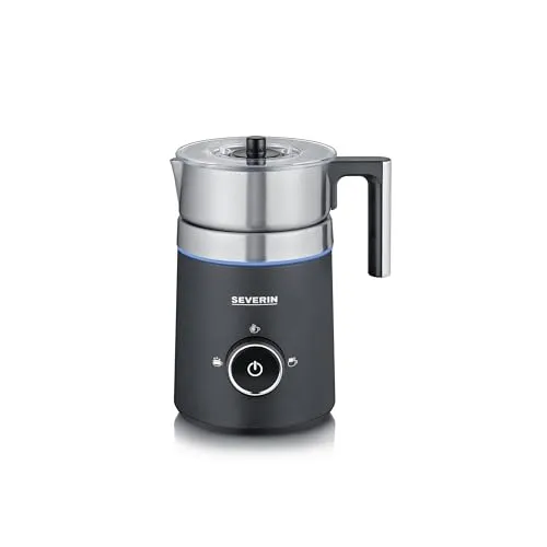 SEVERIN SPUMA 500 Induktions-Milchaufschäumer - Induktions-Milchaufschäumer mit innovativer Schokoladenfunktion für heiße Schokolade und einfache Reinigung durch spülmaschinengeeigneten Edelstahlbehälter. Perfekte Milchschaumqualität dank Easy-Select-Drehregler und Barista-Ausgusszotte.