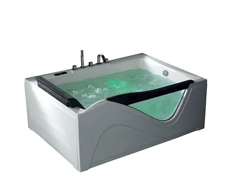 DUWILUX 2 Personen Whirlpool Hampton 180x130 - Indoor Whirlpool für 2 Personen, mit Vollausstattung und eleganter rechteckiger Form aus hochwertigem Acryl und Holz. Ideal für entspannende Wellnessmomente zu Hause.