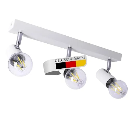max K O M F O R T LED Deckenleuchte 3-flammig | Weiß - Moderne Deckenleuchte mit 3 schwenkbaren E27 Fassungen, ideal für gleichmäßige Raumausleuchtung. Robustes Metall garantiert Langlebigkeit und einfache Montage.