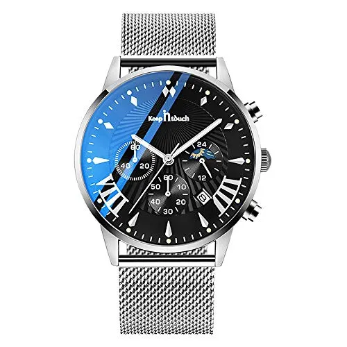 MICGIGI Mode Herren Uhren Geschäft Wasserdicht Analog Quarz Uhr Edelstahl Mesh-Gürtel Armbanduhren