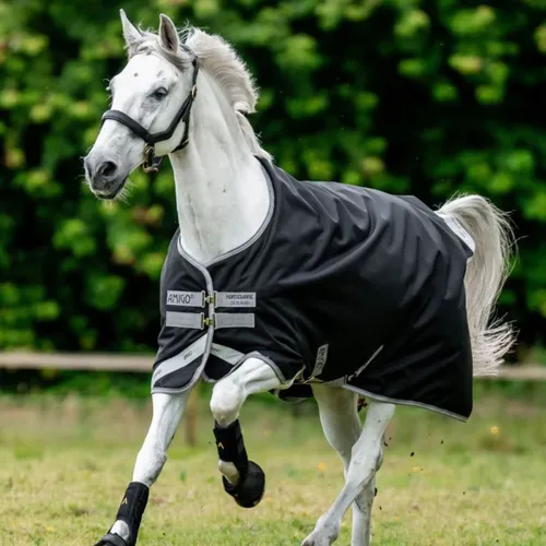 Horseware Amigo® Bravo 12 Original Regendecke 0g Black/Titanium Grey & Silver 145 (6'6)
