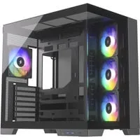 View A-RGB Tower-Gehäuse schwarz mit Tempered Glass - PC-Gehäuse mit 2x Tempered Glass, ideal für eine stylische Präsentation Ihrer Hardware und hervorragende Kühlung.