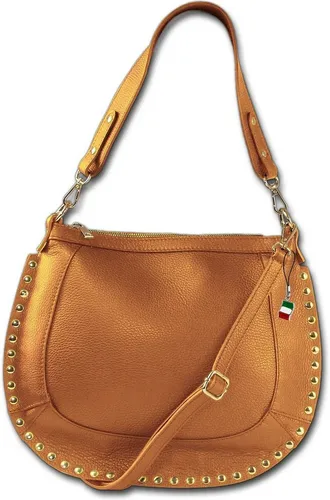 FLORENCE Umhängetasche aus Leder für Damen – stilvolle Schultertasche in Braun - Die elegante FLORENCE Umhängetasche vereint hochwertiges Kalbsleder mit praktischer Funktionalität. Mit abnehmbaren Schulterriemen und goldfarbenen Akzenten ist sie der perfekte Begleiter für jeden Anlass.