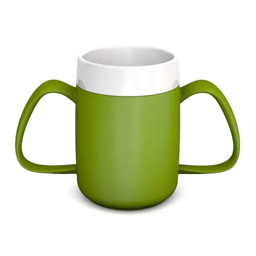 ORNAMIN 2-Henkel-Becher mit Trink-Trick in grün von Ornamin