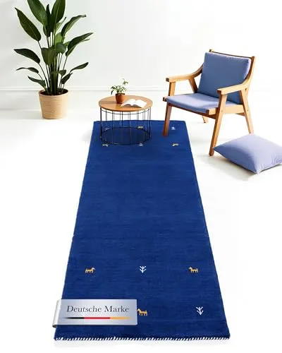 carpetfine Wollteppich Gabbeh Uni, 80x350 cm von carpetfine